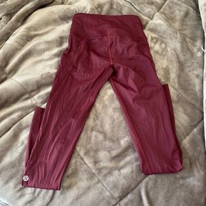 25” maroon fast and free lulu lemon leggings
